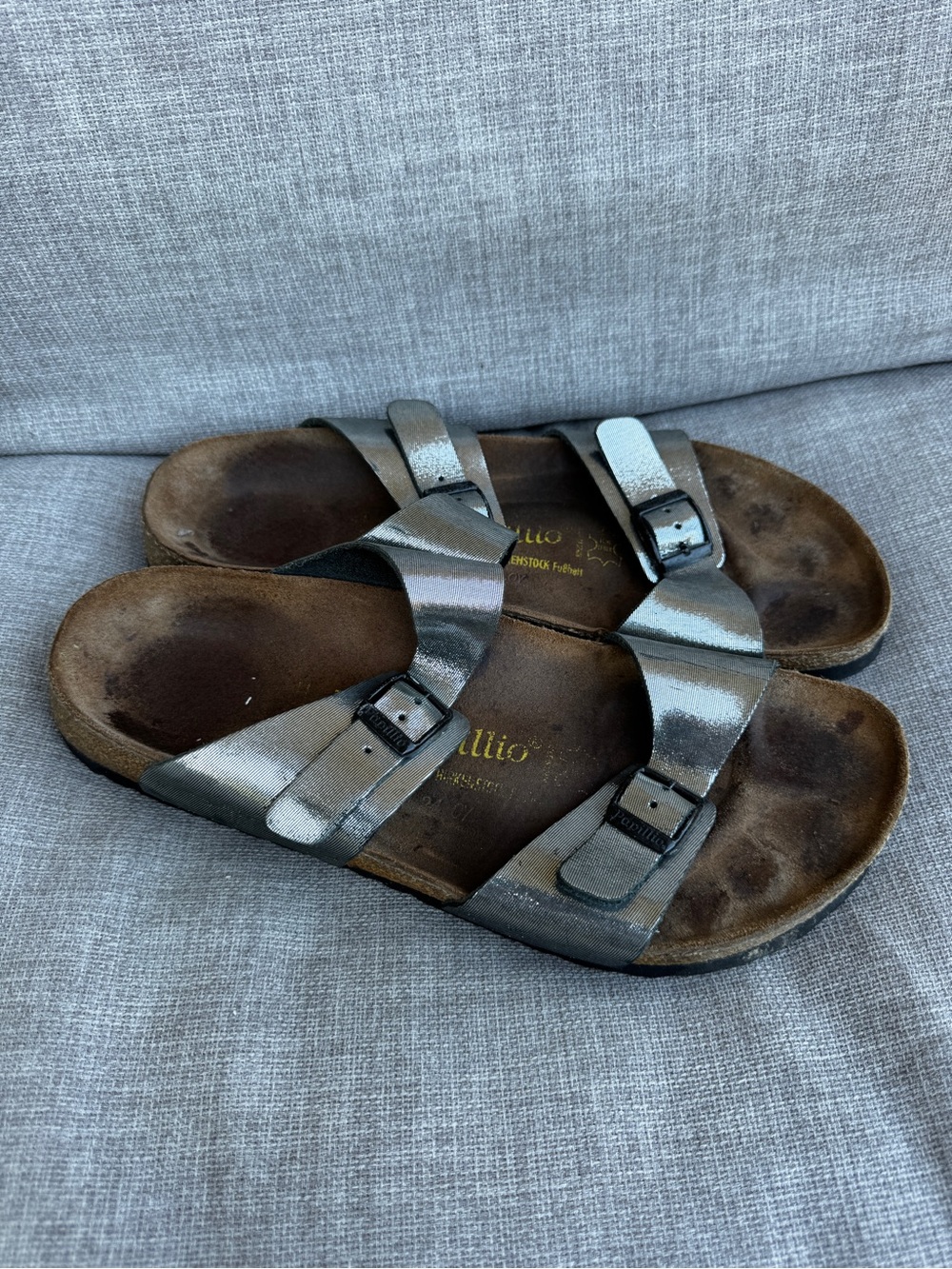 Papillio by Birkenstock Sydney Metallic Silver Sandals - Size 41 / 10